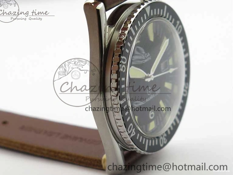 0408 Vintage Seamaster 300 Date T SS B12 Black Dial On Brown Leather Strap A2836 (Free Nylon Strap) WeatherProof 7911